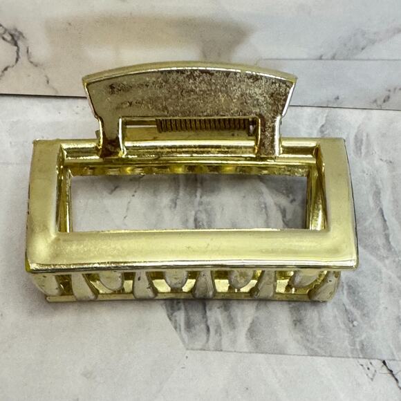 Vintage Goody Hair Barrettes Lot of 6 Gold Tone Metal 1980s Coquette Clip Pearls main image 7